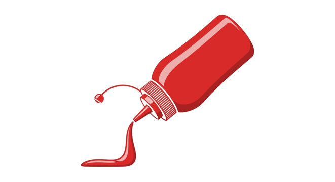 Red nail polish bottle pouring liquid.