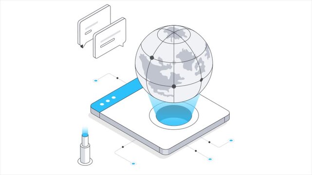 Social Web Application  Isometric Animation on white background 
