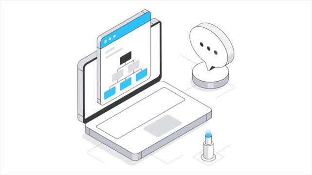 Website Structure  Isometric Animation on white background 