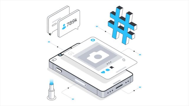 Social Web application  Isometric Animation on white background 