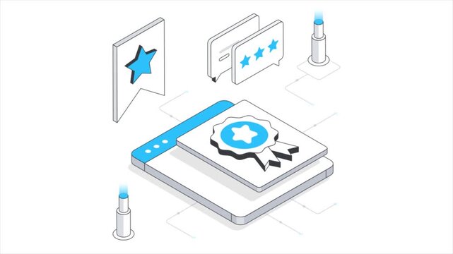 Favorite website  Isometric Animation on white background 