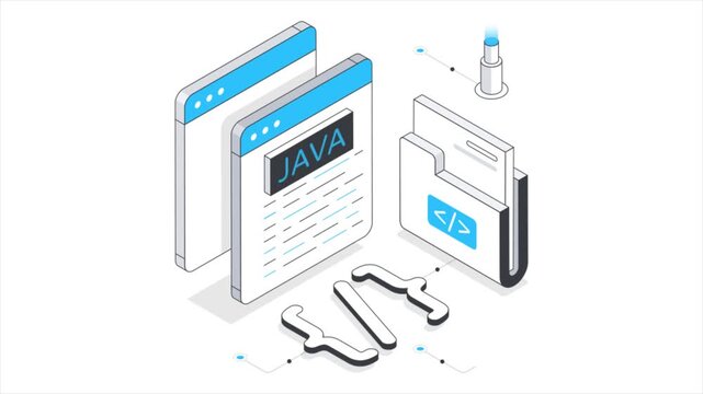 Javascript developer  Isometric Animation on white background 