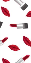 Red lips and lipstick pattern for beauty and fashion