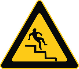 Watch Your Step Warning Sign &ndash; Falling Person Stair Hazard Yellow Triangle Safety Symbol
