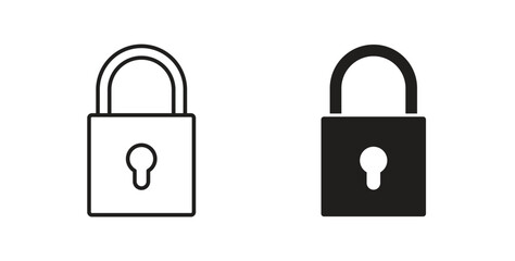 Lock icon style design pack on white background. Thin line and clipart style © Karlee