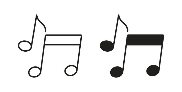 Music icon style design pack on white background. Thin line and clipart style