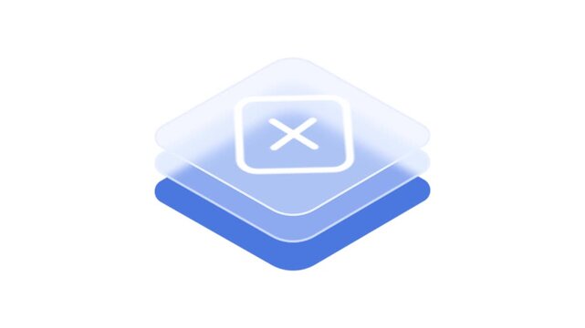 Blue and white gradient square icons stacked on top of each other