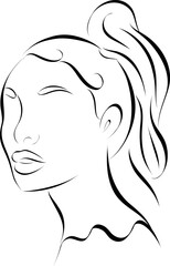 Minimal Woman Line Art Portrait Vector Illustration