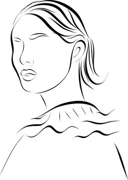 Minimal Woman Line Art Portrait Vector Illustration