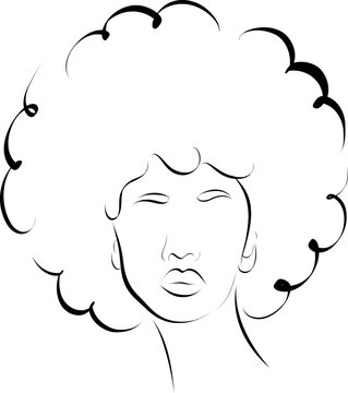 Minimal Afro Woman Line Art Portrait Vector Illustration