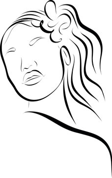 Minimal Woman Line Art Portrait Vector Illustration