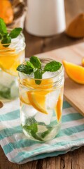 Refreshing orange and mint detox infused water