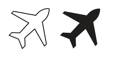 Plane icon style design pack on white background. Thin line and clipart style