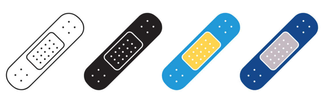 Band aid icon set. Adhesive bandage icon.  Medical plaster sign. Vector illustration.