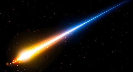 Mesmerizing light effect of a shooting star or meteorite burning up in the atmosphere with intense glow and trail
