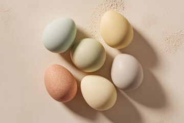 Pastel Easter Egg on Soft Minimal Background with Spring Mood. Generative AI