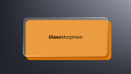 Rectangular glass morphism shape on orange background. UI design interface element with blur effect. Modern graphic design for web banner.