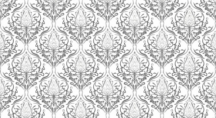 Fototapeta premium Classic Repeating Damask Motif with Intricate Vintage Style Flourishes