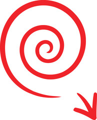 Obraz premium Red spiral shape with arrow in simple minimalist design on white background for graphic element