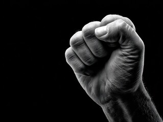 motivational fist gesture isolated on a black background
