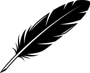 Obraz premium A black feather with white background illustration