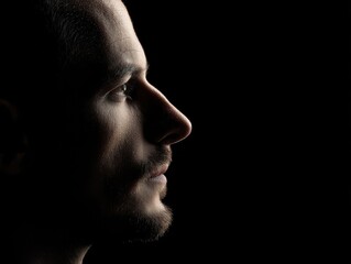 profile portrait professional isolated on a black background