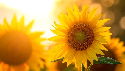 Fototapeta premium Radiant Sunflowers Bathed in Golden Sunlight - A Summers Day Dream.