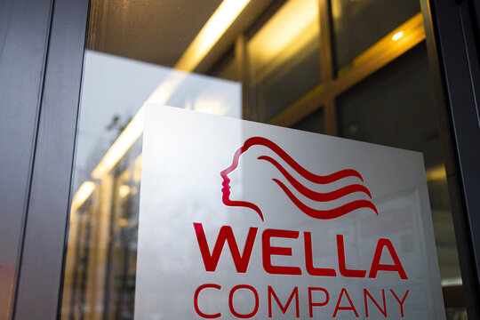 leipzig, saxony, germany - 02 08 2026: a wella company sign