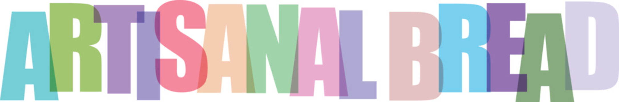 Multicolored text artisanal bread typography with gradient colors letters