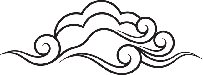 Fototapeta premium Stylized black cloud swirls and wavy lines on white background also transparent background wave line black and white