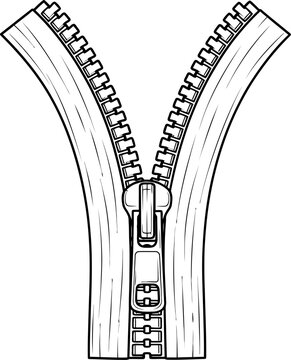 Detailed illustration of a zipper with teeth and slider