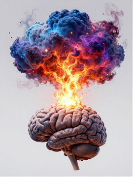 Human Brain Exploding into Colorful Cosmic Nebula Symbolizing Creativity and Mind Expansion