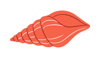 Orange cone seashell, flat style isolated. Marine vector clipart perfect for beach, summer, nautical design, summer branding, beach flyers, ocean themed designs, coastal decor. Vector illustration © Aikaterini