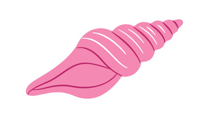 Pink cone seashell, flat style isolated. Marine vector clipart perfect for beach, summer, nautical design, summer branding, beach flyers, ocean themed designs, coastal decor. Vector illustration © Aikaterini