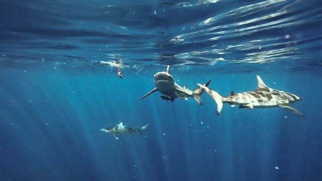 Sharks coming close - Shark Dive Protea Bank, South Africa 