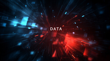 Abstract Data Stream Background With Red And Blue Light
