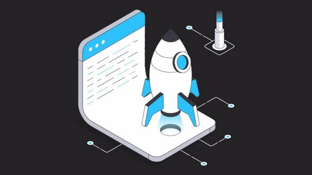 Website Launching  2D Animation on Transparent Background