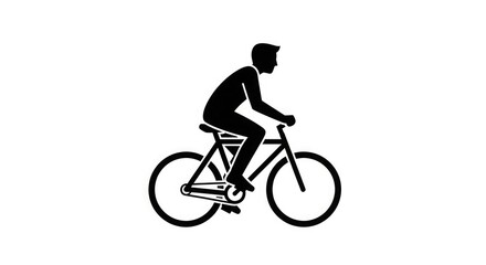 Naklejka premium Cyclist riding bicycle in profile on plain background in simple graphic illustration style