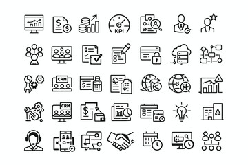 Fototapeta premium Collection of diverse icons representing various professional and business activities