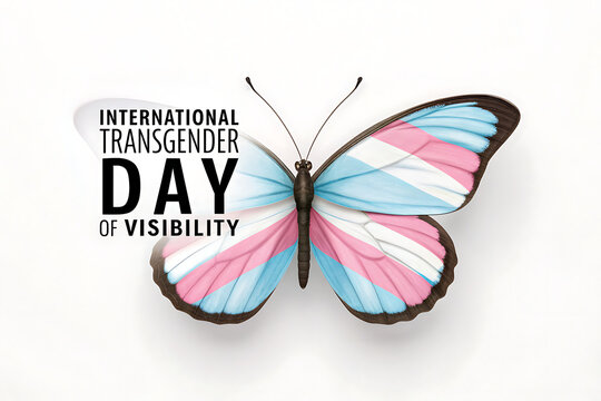 International Transgender Day Of Visibility Butterfly With Transgender Flag Wings Symbol


