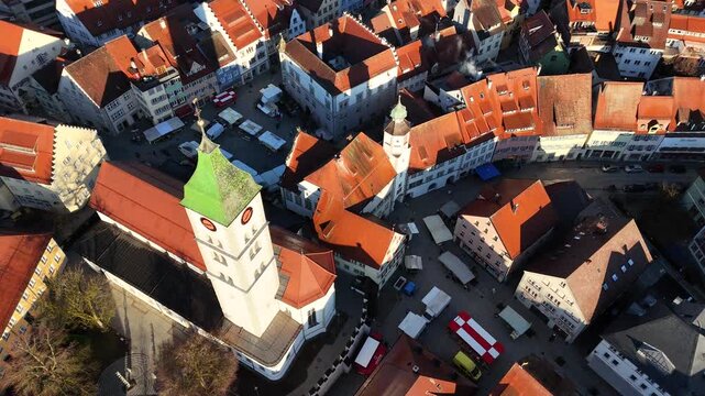 Aerial View of Historic Wangen im Allg&auml;u, Baden-W&uuml;rttemberg, Germany