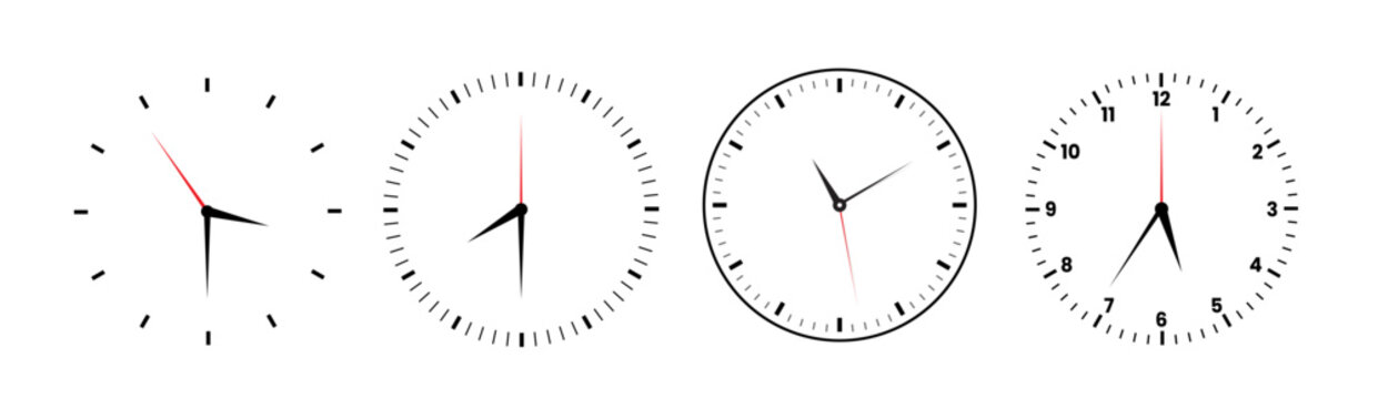 Analog сlock face сollection. Clean minimal time dials set