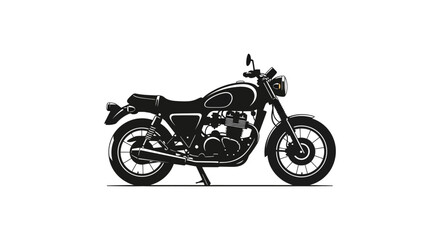 Fototapeta premium Stylized black silhouette of a classic motorcycle with rounded features
