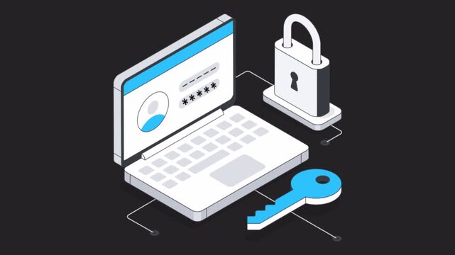 Website password protection  2D Animation on Transparent Background