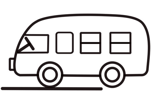 A microbus line art vector travel icon illustration