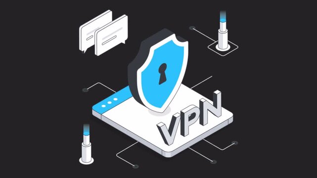 Online VPN Security  2D Animation on Transparent Background