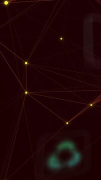 Vertical video: On play, yellow nodes pulsing orange lines making teal fan fading to show web