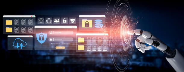 Obraz premium AI enhancing cybersecurity with encrypted authentication, identity verification, and secure access management for digital data protection Parse