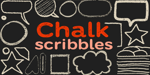 Collection of hand drawn chalk shapes and doodles on a blackboard © Suresh