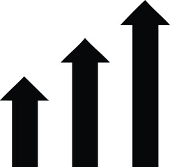 Three growing arrows icon for progress, success, and growth concept
